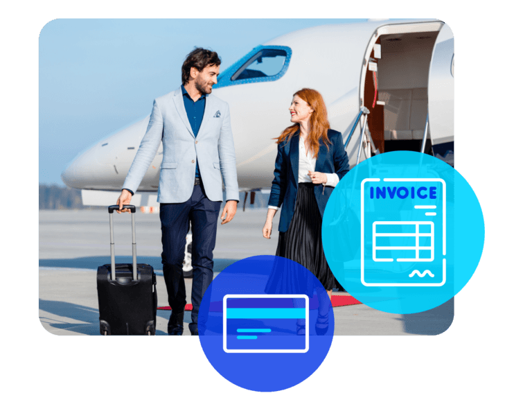 Two professionals using private plane after making payment